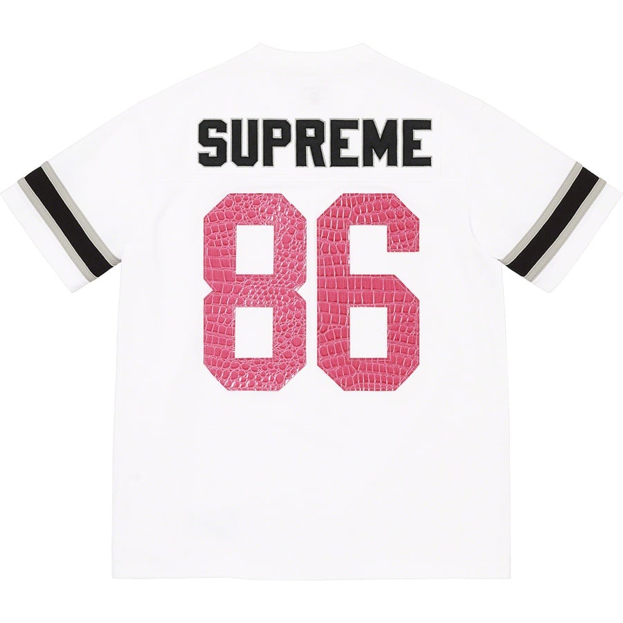 Details on Faux Croc Football Jersey White from spring summer
                                                    2022 (Price is $118)