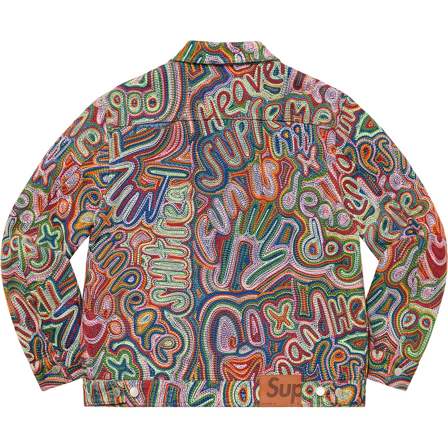 Details on Chainstitch Denim Jacket Multicolor from spring summer 2022 (Price is $398)