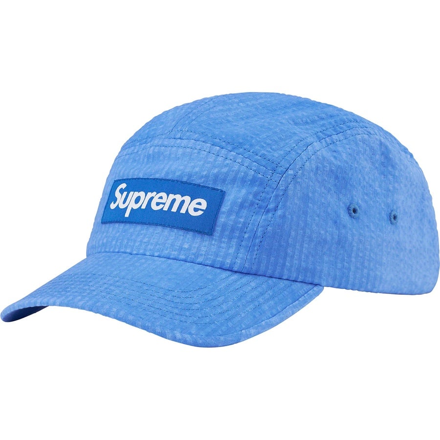 Details on Washed Seersucker Camp Cap Blue from spring summer
                                                    2022 (Price is $48)