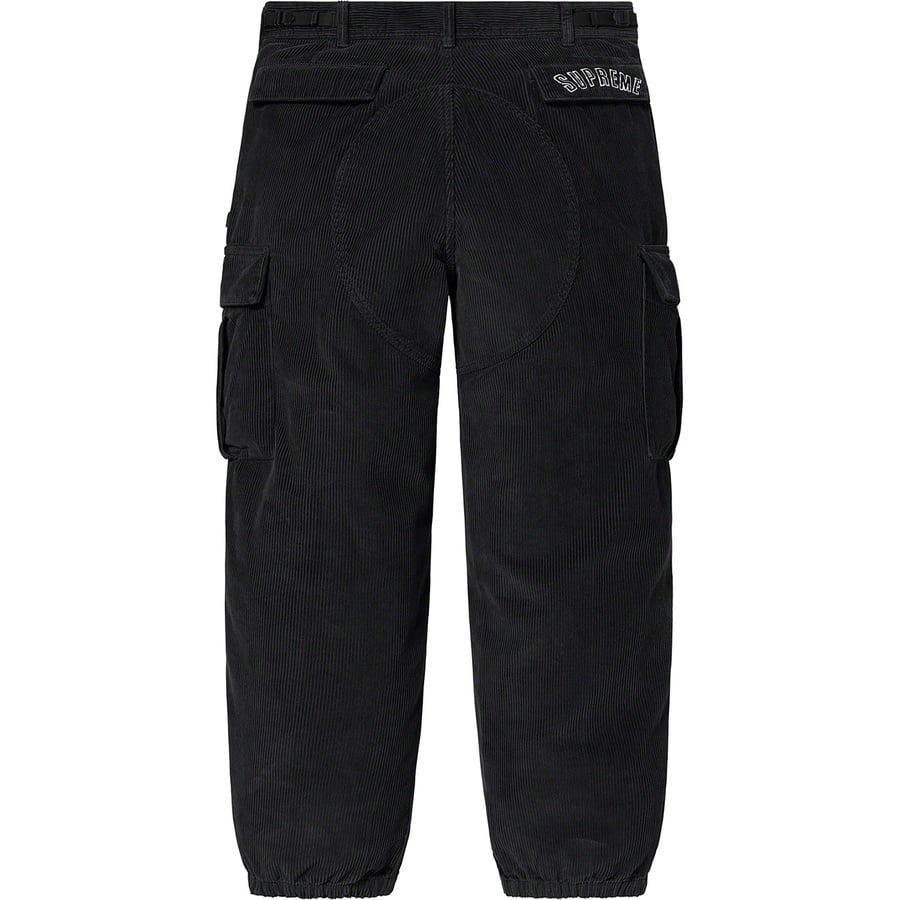 Details on Supreme Nike Arc Corduroy Cargo Pant Black from spring summer
                                                    2022 (Price is $148)