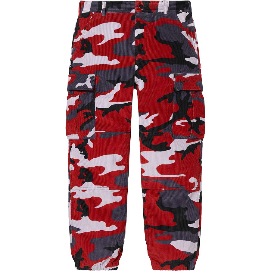 Details on Supreme Nike Arc Corduroy Cargo Pant Red Camo from spring summer
                                                    2022 (Price is $148)