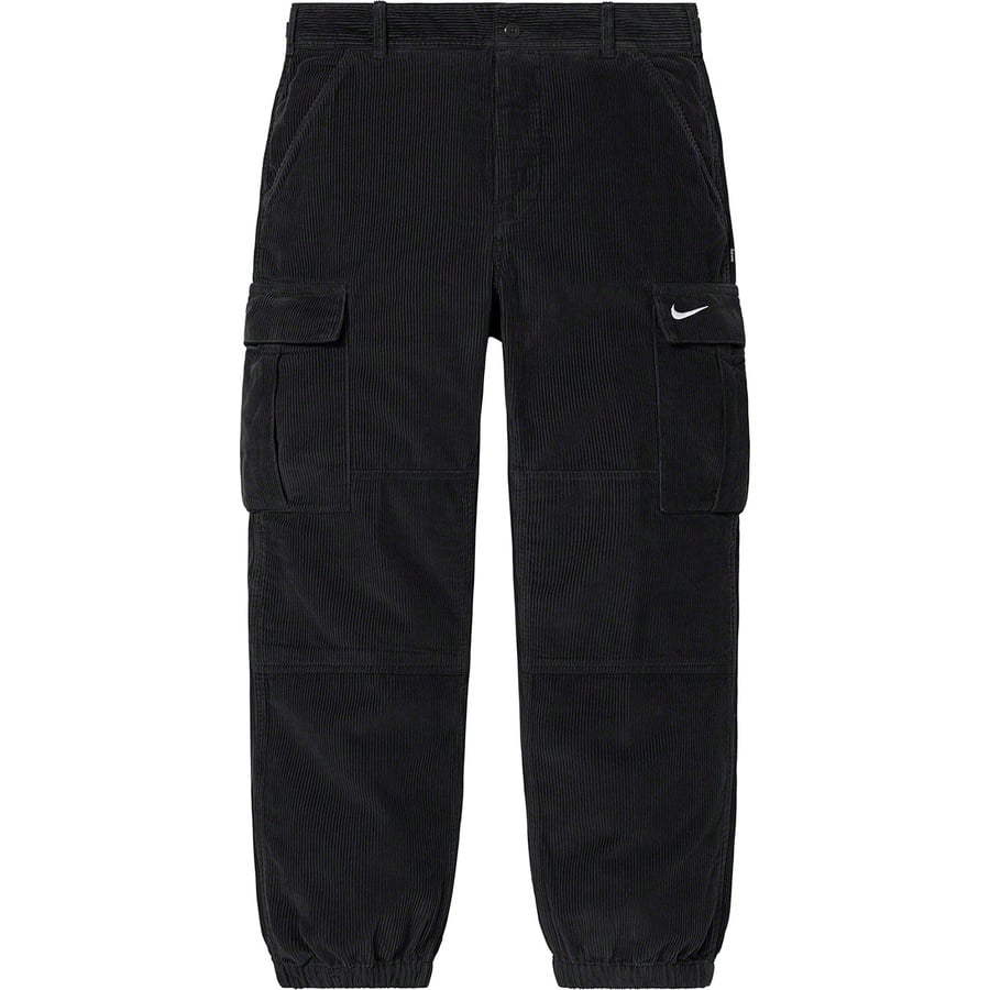 Details on Supreme Nike Arc Corduroy Cargo Pant Black from spring summer
                                                    2022 (Price is $148)