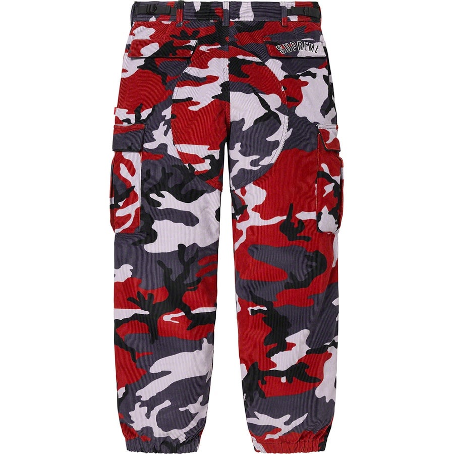 Details on Supreme Nike Arc Corduroy Cargo Pant Red Camo from spring summer
                                                    2022 (Price is $148)