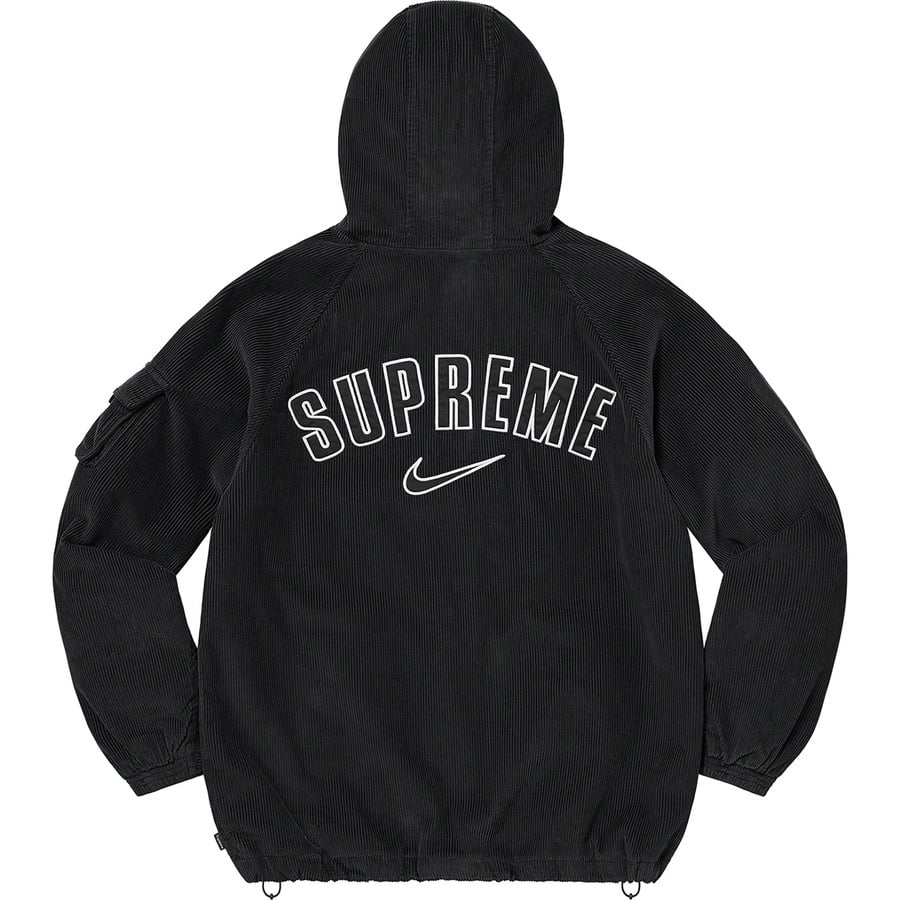 Details on Supreme Nike Arc Corduroy Hooded Jacket Black from spring summer 2022 (Price is $198)