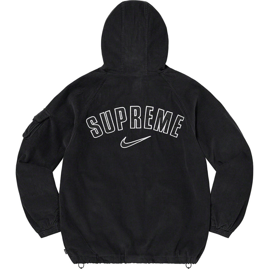 Details on Supreme Nike Arc Corduroy Hooded Jacket Black from spring summer
                                                    2022 (Price is $198)