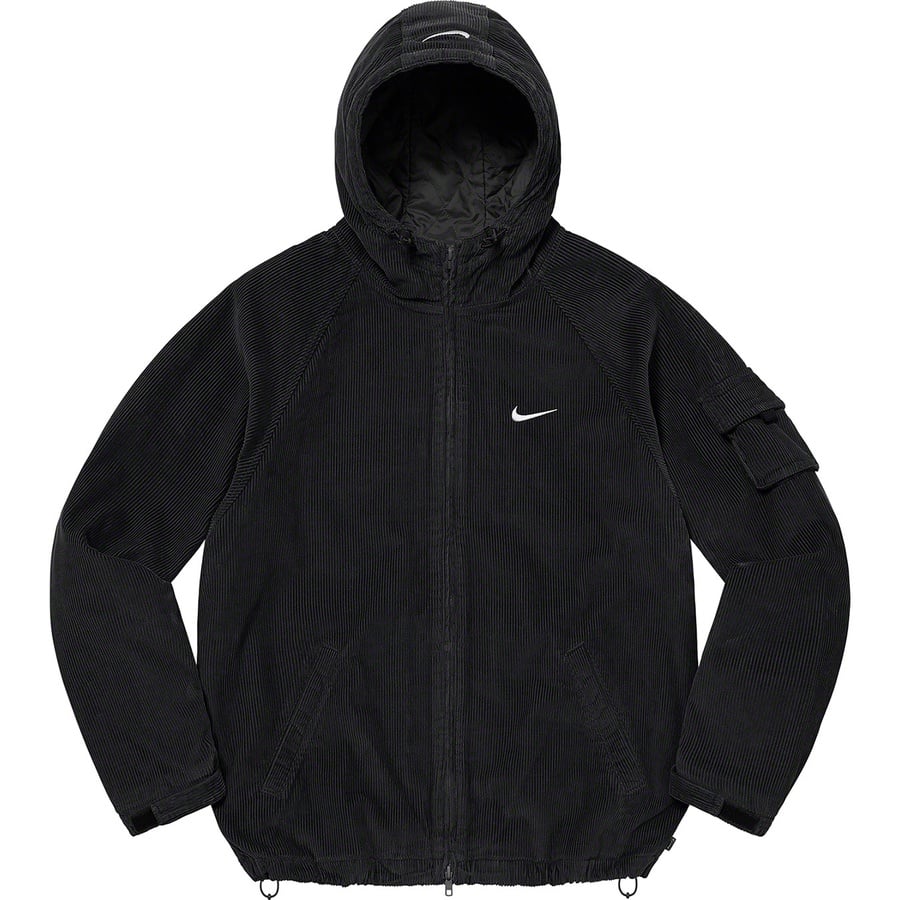 Details on Supreme Nike Arc Corduroy Hooded Jacket Black from spring summer
                                                    2022 (Price is $198)