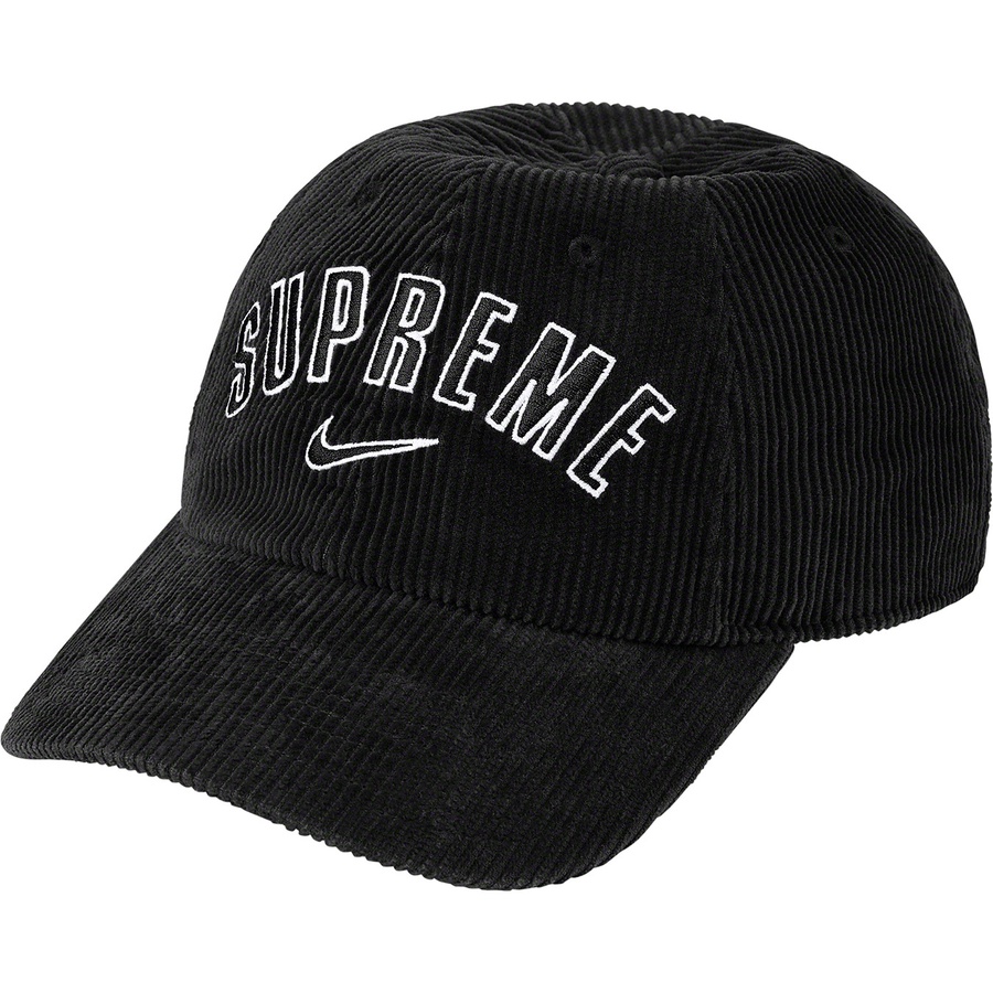 Details on Supreme Nike Arc Corduroy 6-Panel Black from spring summer 2022 (Price is $48)