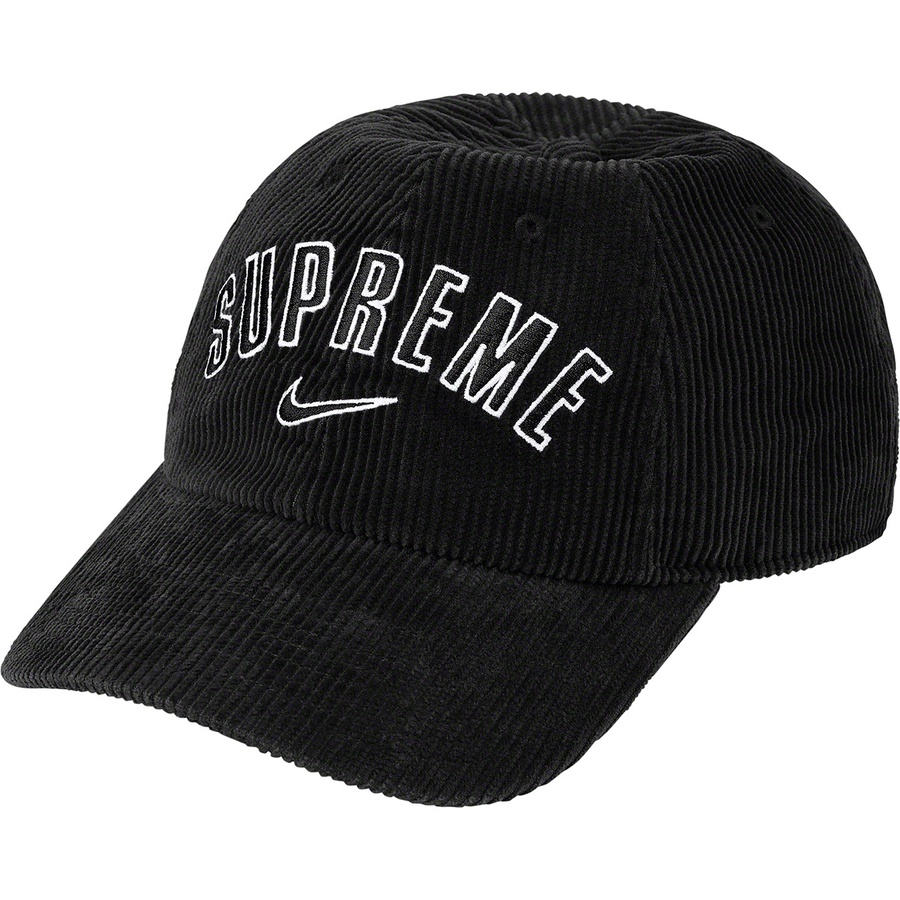 Details on Supreme Nike Arc Corduroy 6-Panel Black from spring summer
                                                    2022 (Price is $48)