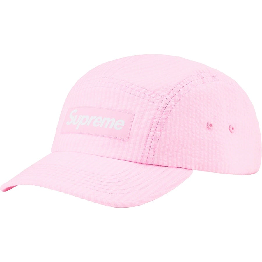 Details on Washed Seersucker Camp Cap Light Pink from spring summer
                                                    2022 (Price is $48)