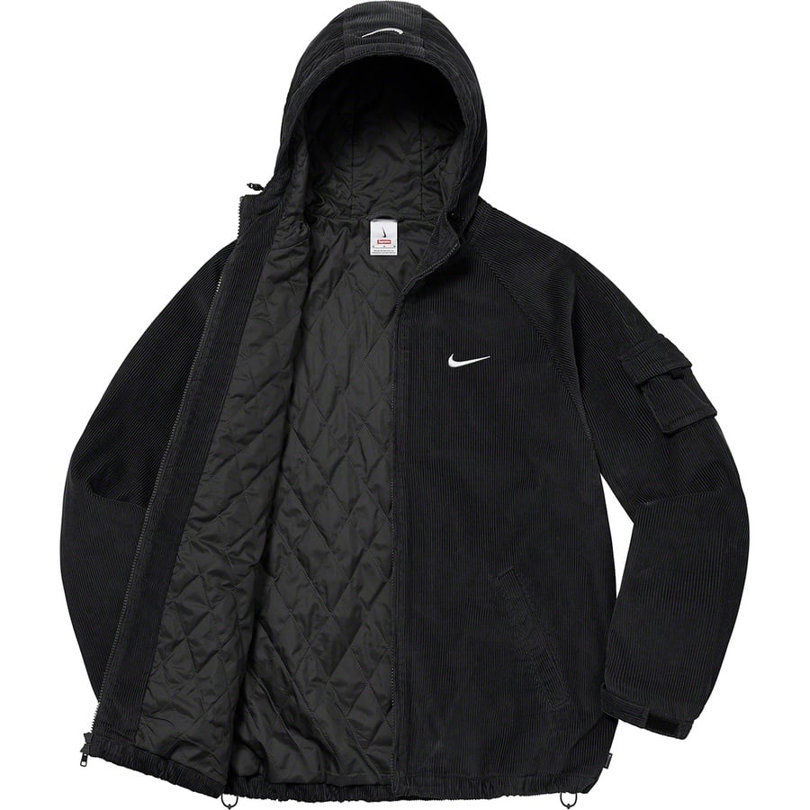 Details on Supreme Nike Arc Corduroy Hooded Jacket Black from spring summer
                                                    2022 (Price is $198)