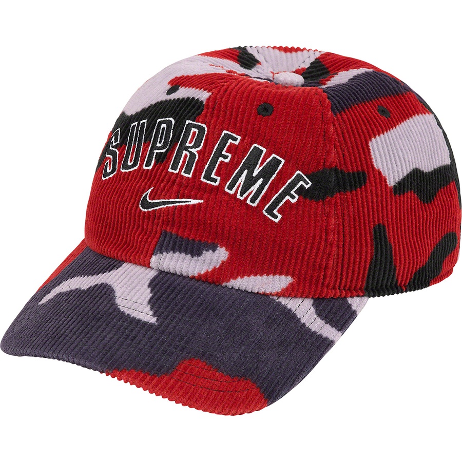 Details on Supreme Nike Arc Corduroy 6-Panel Red Camo from spring summer
                                                    2022 (Price is $48)
