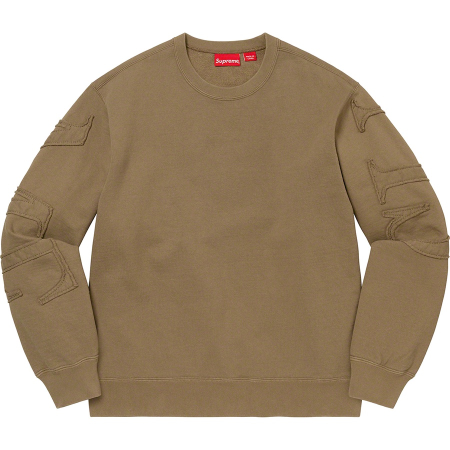 Details on Tonal Appliqué Crewneck Olive Brown from spring summer 2022 (Price is $148)