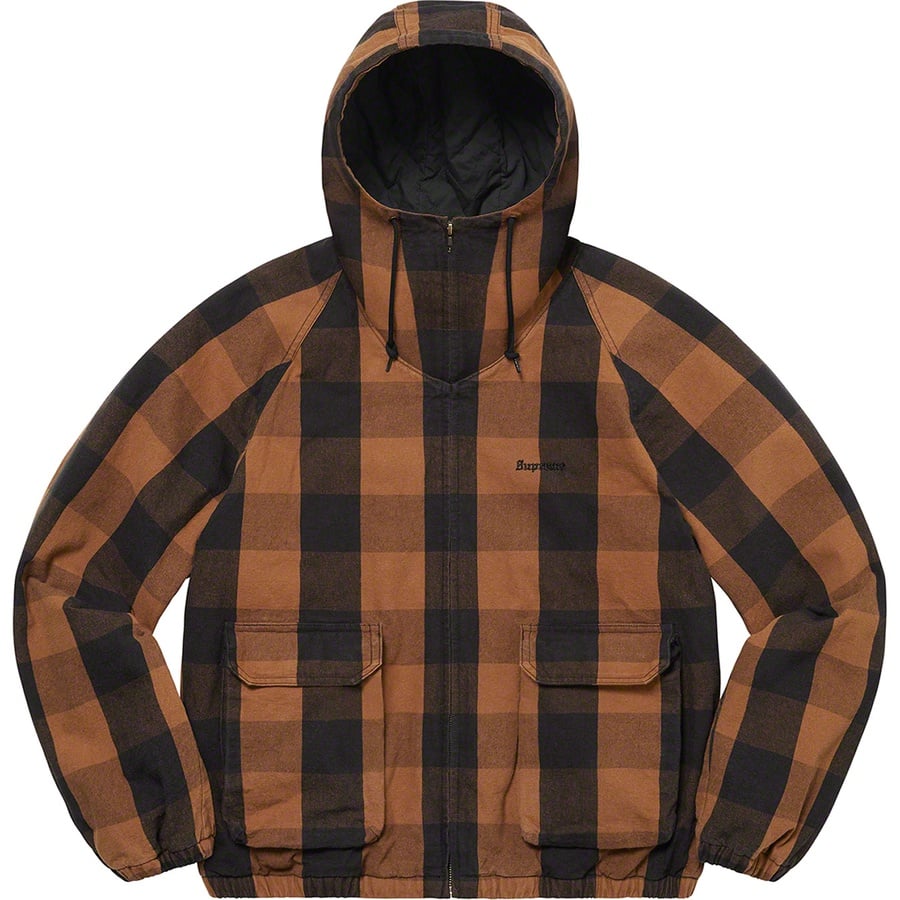 Details on Cotton Hooded Jacket Brown Plaid from spring summer
                                                    2022 (Price is $188)