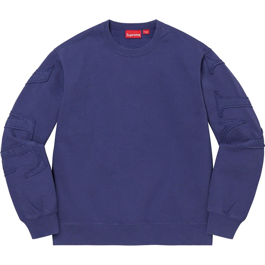 Details on Tonal Appliqué Crewneck Washed Navy from spring summer 2022 (Price is $148)