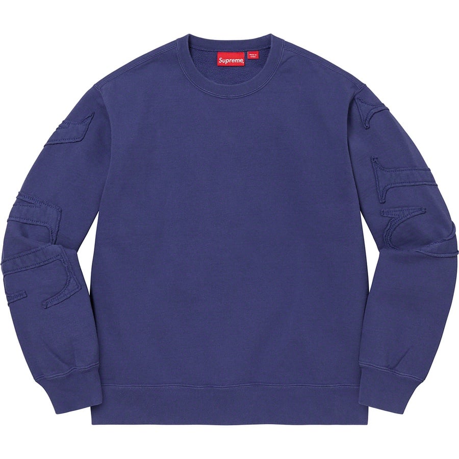 Details on Tonal Appliqué Crewneck Washed Navy from spring summer
                                                    2022 (Price is $148)