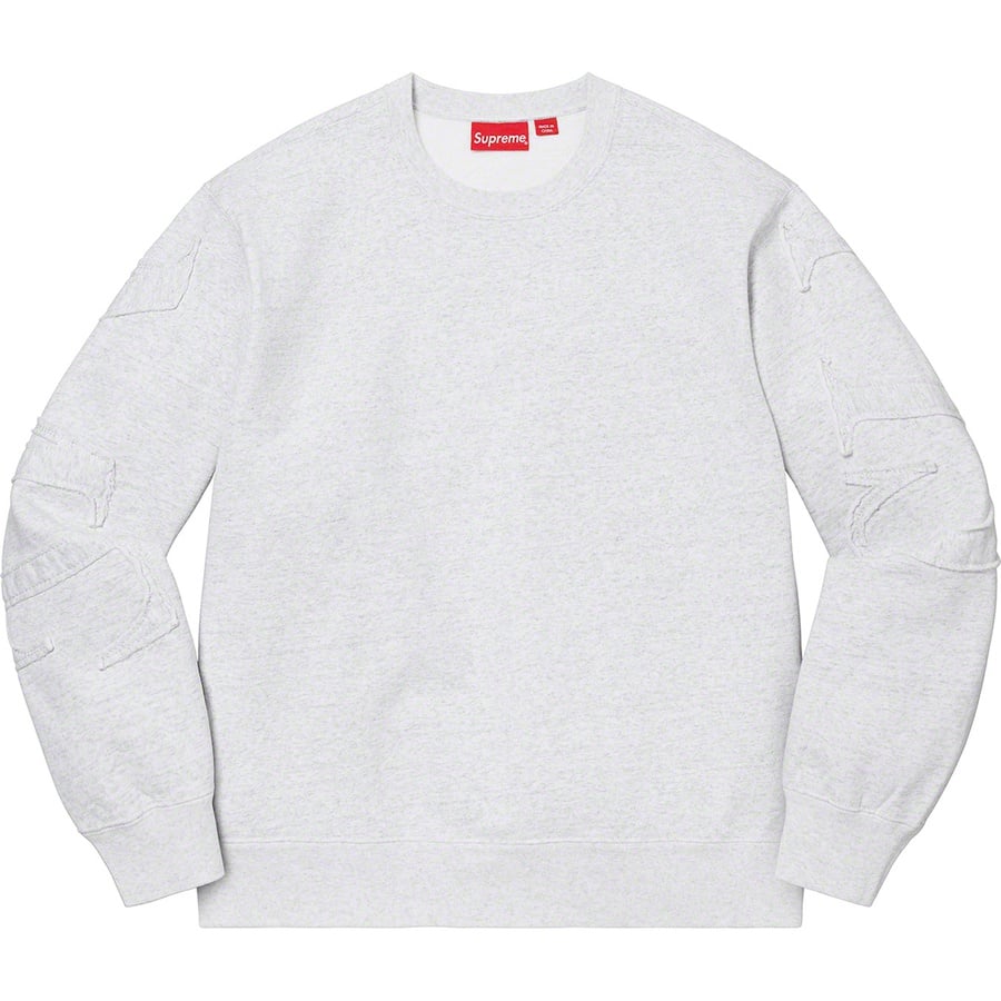 Details on Tonal Appliqué Crewneck Ash Grey from spring summer
                                                    2022 (Price is $148)