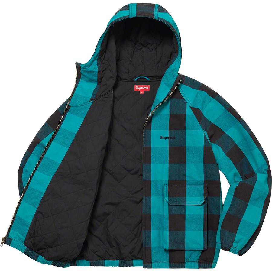 Details on Cotton Hooded Jacket Teal Plaid from spring summer
                                                    2022 (Price is $188)