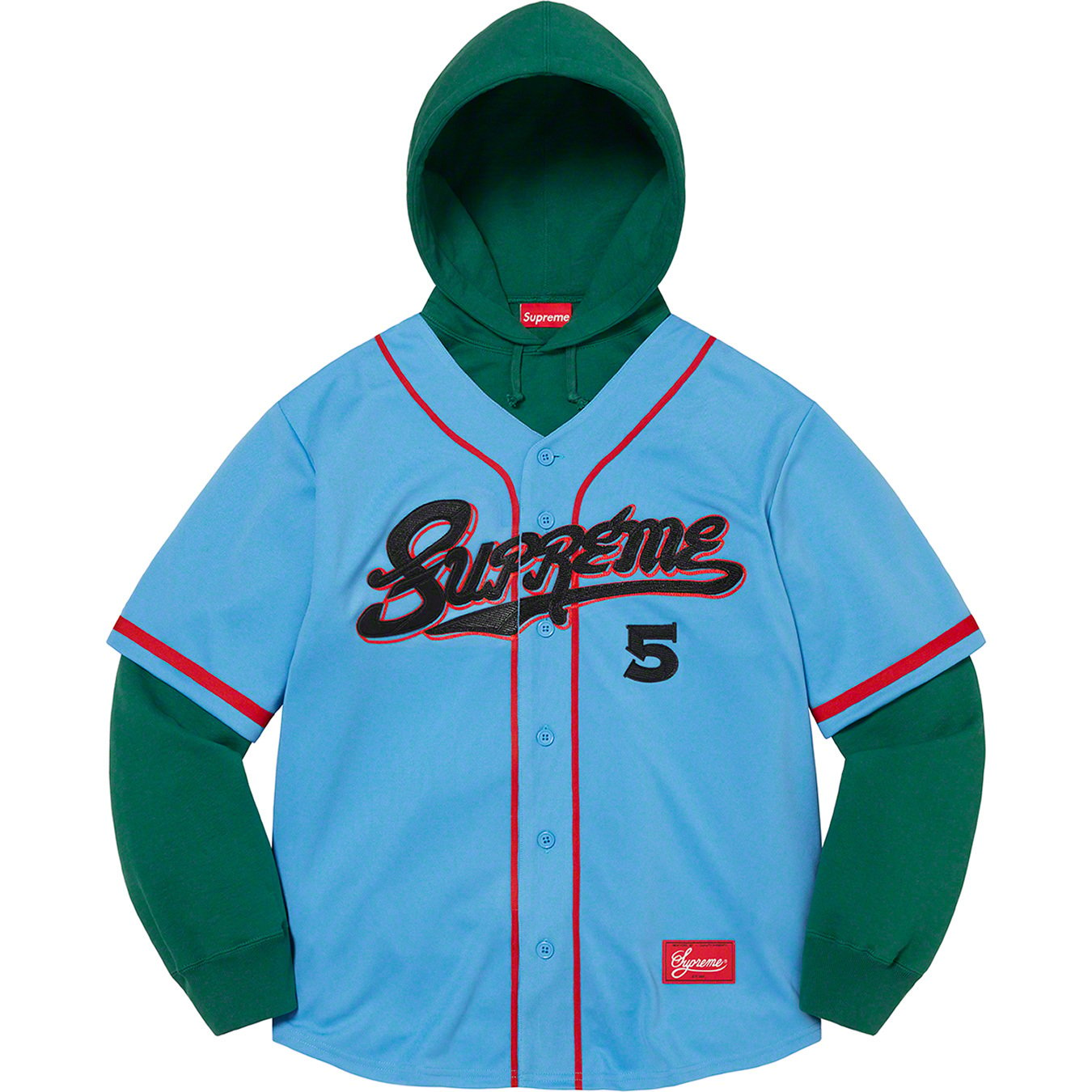 Supreme Snake Script Logo Baseball Jersey w/ Tags - Blue T-Shirts