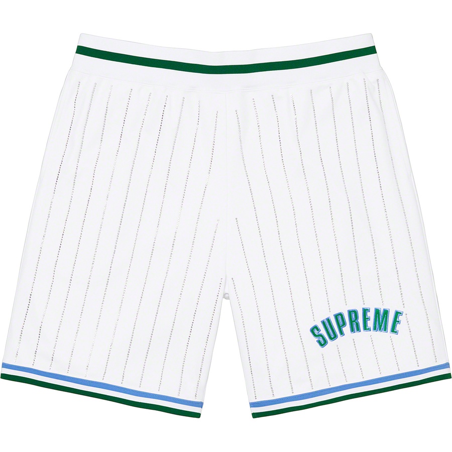 Details on Rhinestone Stripe Basketball Short White from spring summer 2022 (Price is $118)