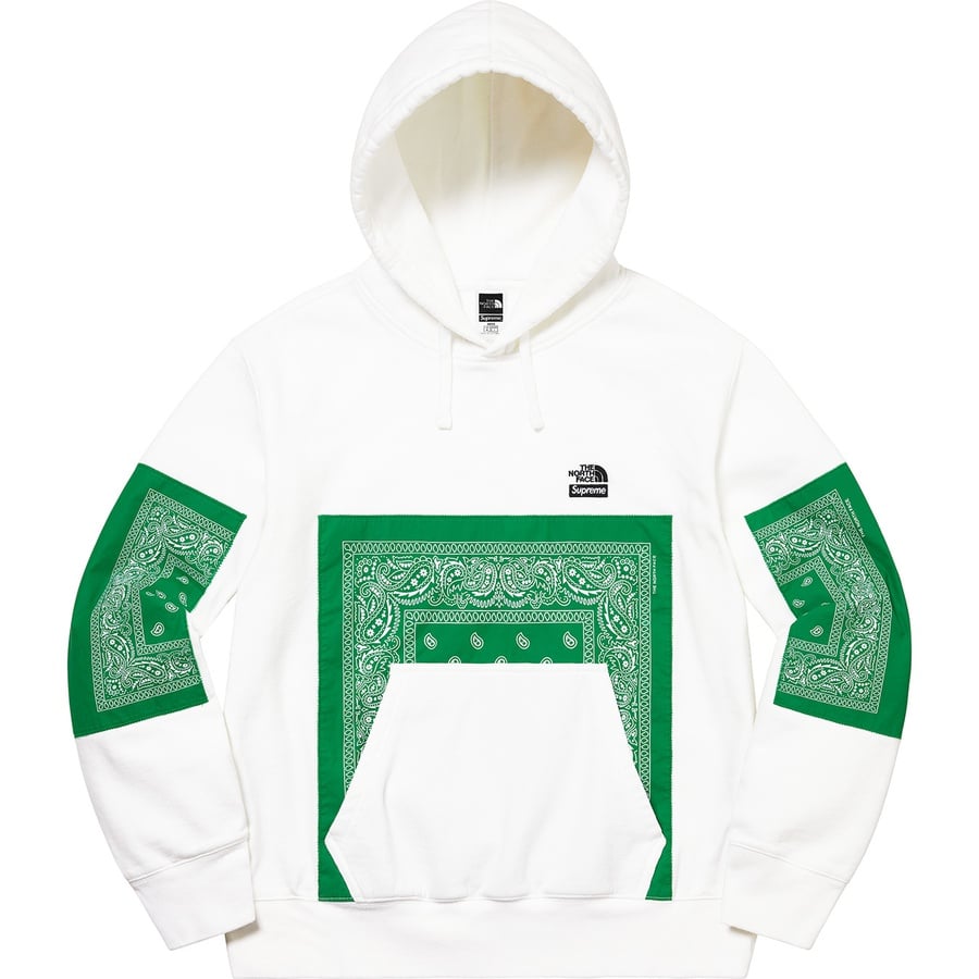 Details on Supreme The North Face Bandana Hooded Sweatshirt White from spring summer 2022 (Price is $158)