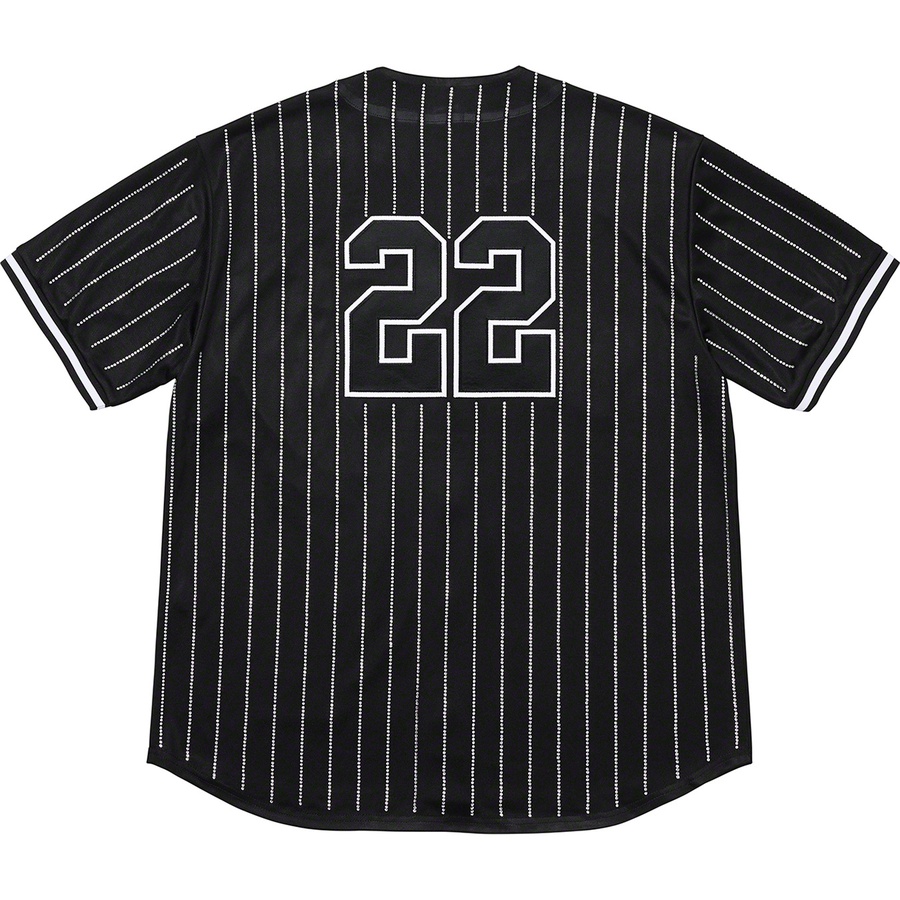 Details on Rhinestone Stripe Baseball Jersey Black from spring summer
                                                    2022 (Price is $148)