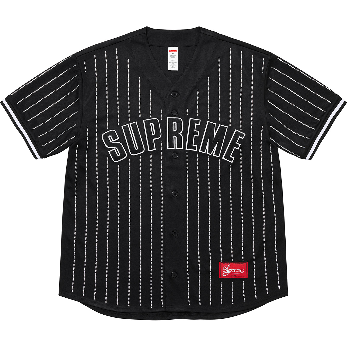 Buy Supreme SUPREME Size: S 22SS Rhinestone Stripe Baseball Jersey