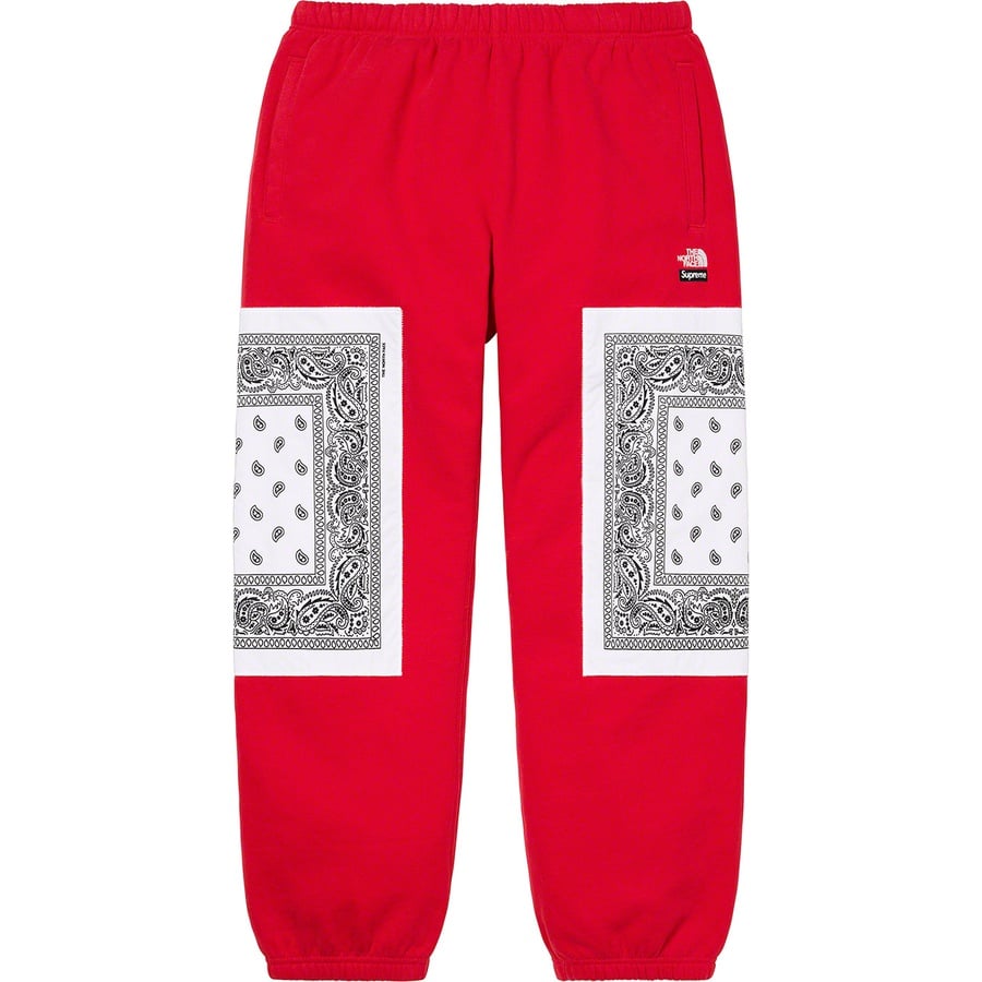 Details on Supreme The North Face Bandana Sweatpant Red from spring summer
                                                    2022 (Price is $148)