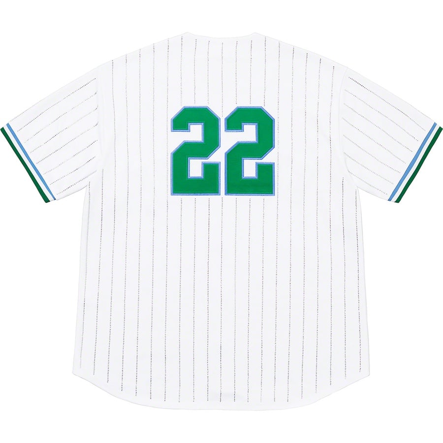 Details on Rhinestone Stripe Baseball Jersey White from spring summer 2022 (Price is $148)