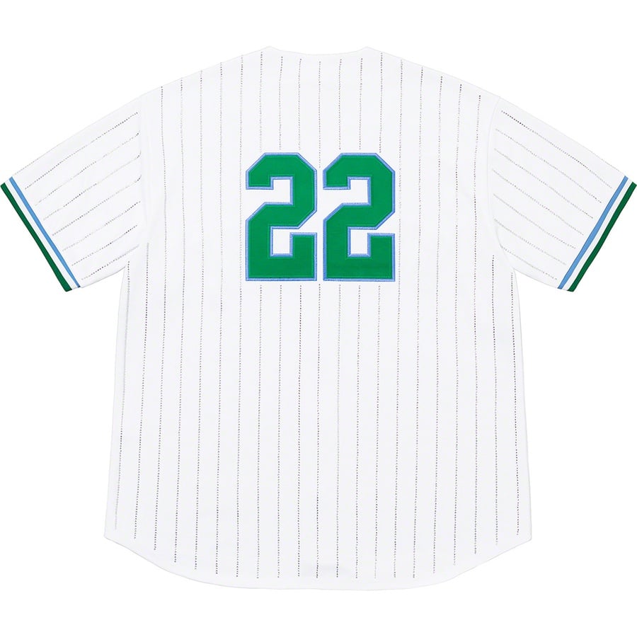 Details on Rhinestone Stripe Baseball Jersey White from spring summer
                                                    2022 (Price is $148)