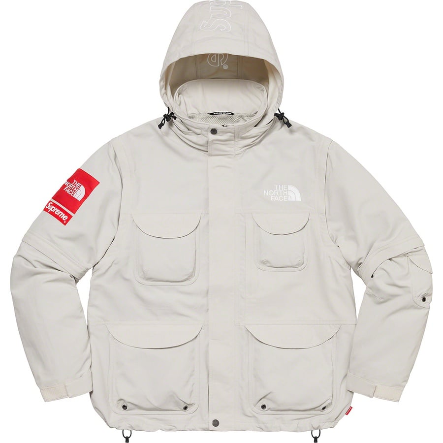Details on Supreme The North Face Trekking Convertible Jacket Stone from spring summer 2022 (Price is $298)