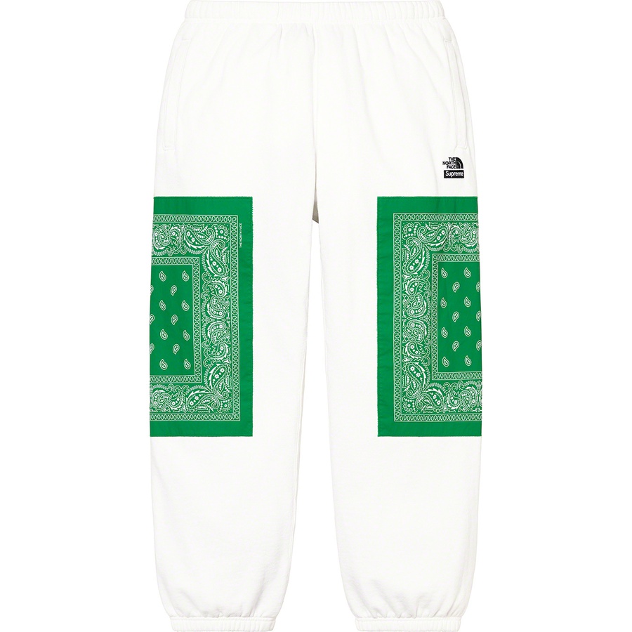 Details on Supreme The North Face Bandana Sweatpant White from spring summer 2022 (Price is $148)