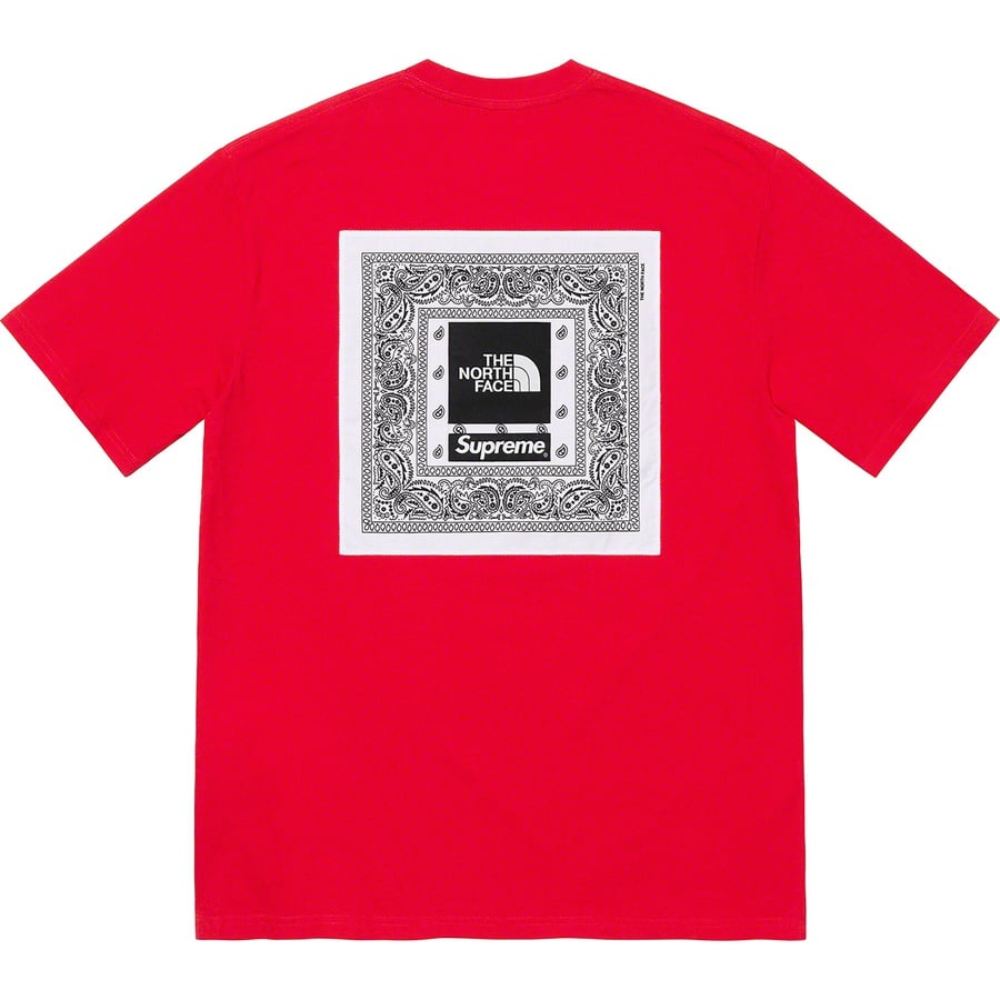 Details on Supreme The North Face Bandana Tee Red from spring summer
                                                    2022 (Price is $58)