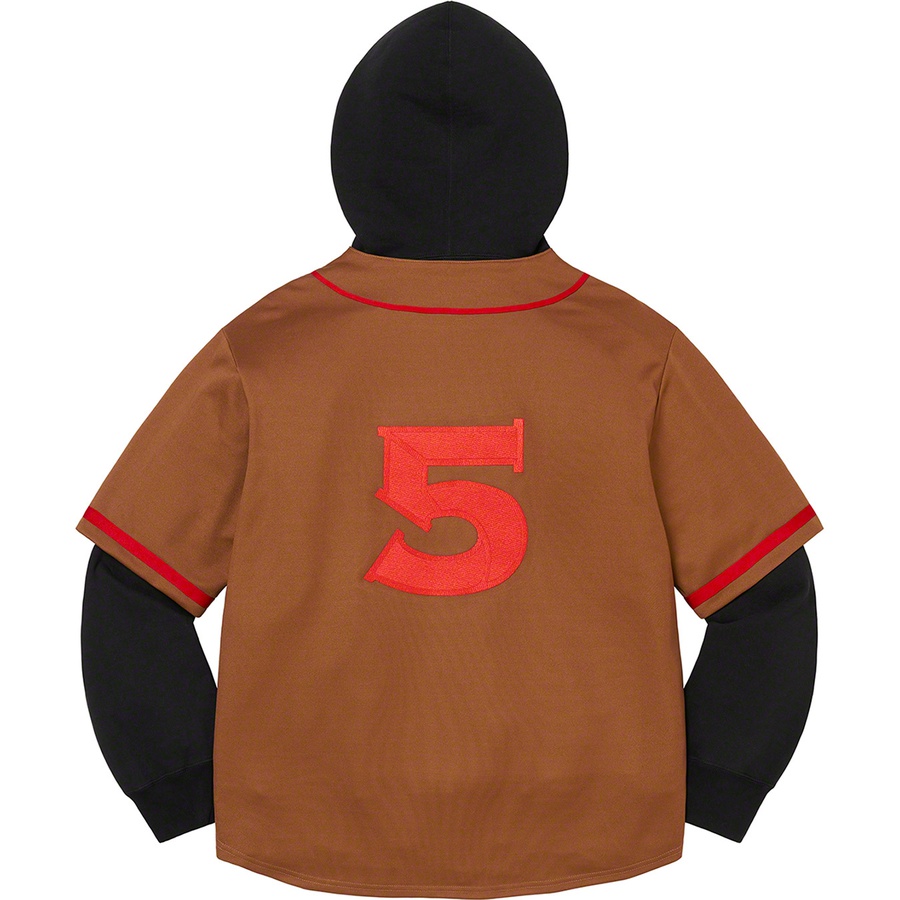 Details on Baseball Jersey Hooded Sweatshirt Brown from spring summer 2022 (Price is $188)