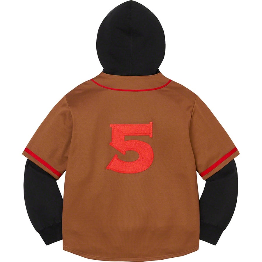 Supreme Baseball Jersey Hooded Sweatshirt (SS22) - Brown - $188
