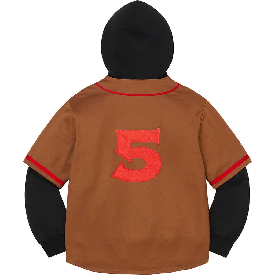 Details on Baseball Jersey Hooded Sweatshirt Brown from spring summer
                                                    2022 (Price is $188)