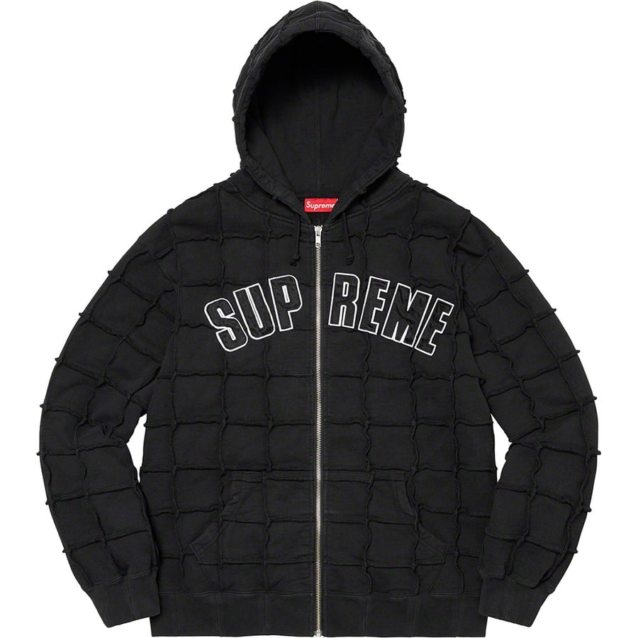 Details on Reverse Patchwork Zip Up Hooded Sweatshirt Black from spring summer
                                                    2022 (Price is $188)