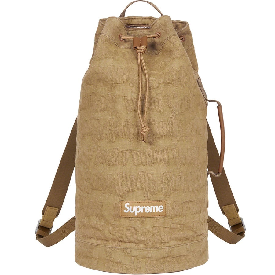 Details on Fat Tip Jacquard Denim Backpack Olive from spring summer
                                                    2022 (Price is $148)