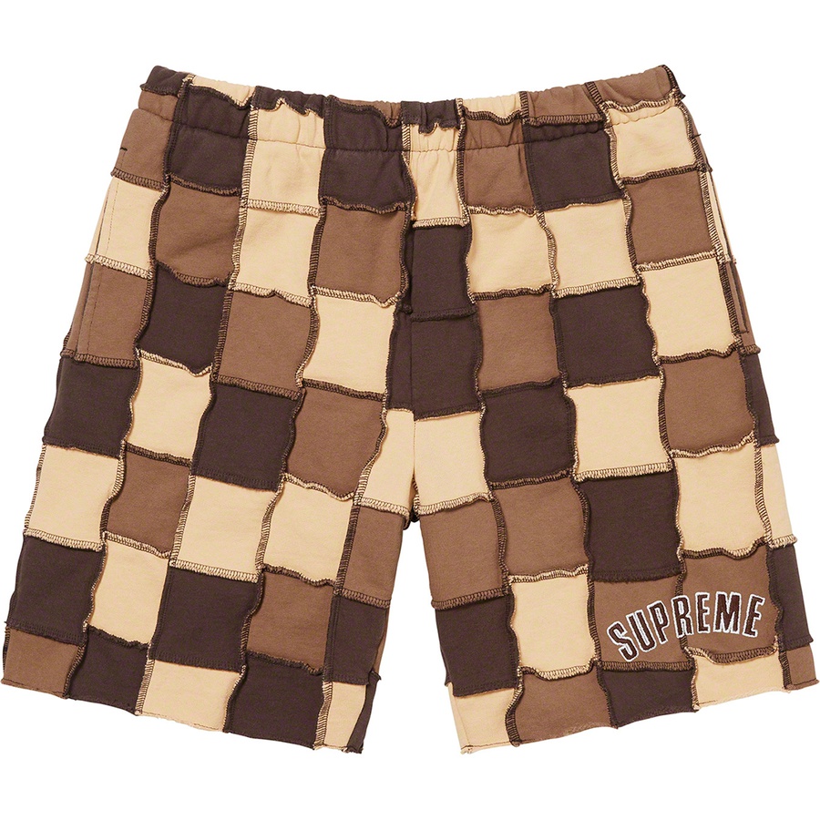 Details on Reverse Patchwork Sweatshort Brown from spring summer
                                                    2022 (Price is $128)