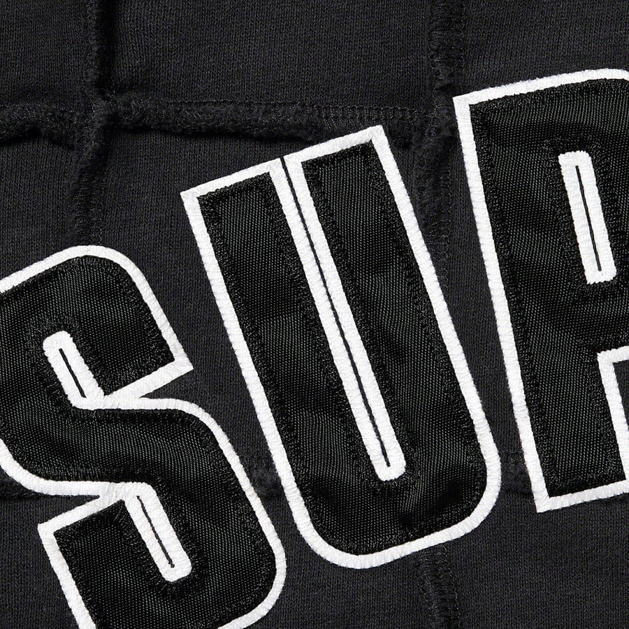 Details on Reverse Patchwork Zip Up Hooded Sweatshirt Black from spring summer 2022 (Price is $188)