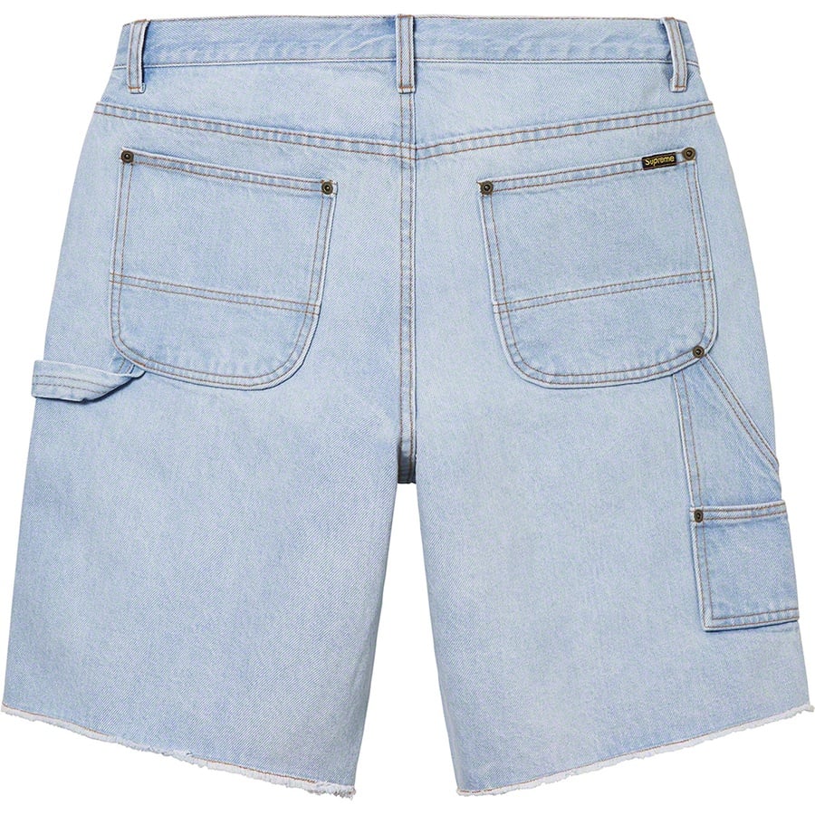 Details on Cutoff Double Knee Denim Painter Short Washed Blue from spring summer
                                                    2022 (Price is $128)