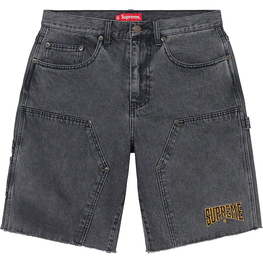 Details on Cutoff Double Knee Denim Painter Short Black from spring summer
                                                    2022 (Price is $128)