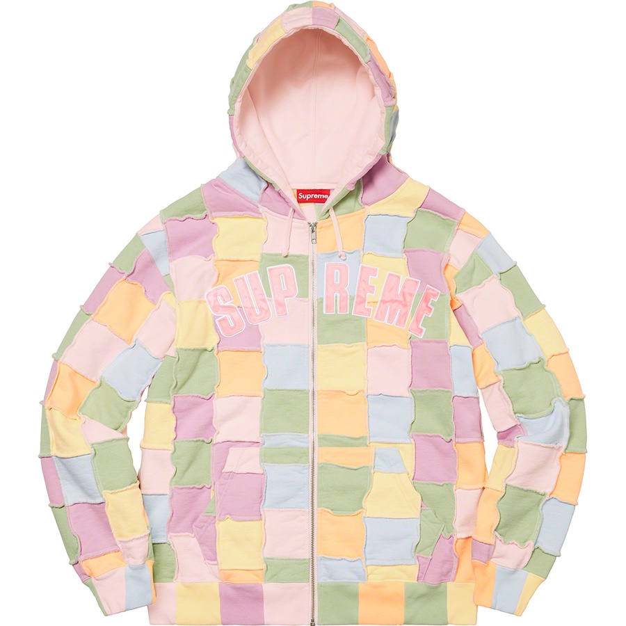 Details on Reverse Patchwork Zip Up Hooded Sweatshirt Multicolor from spring summer 2022 (Price is $188)
