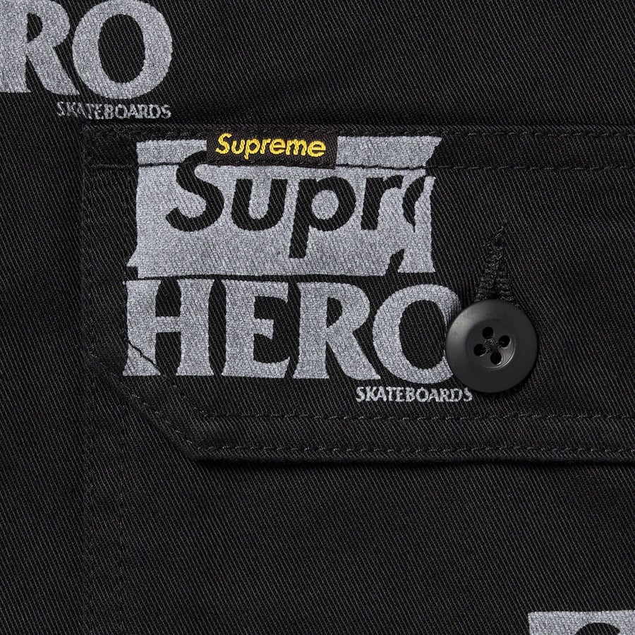 Details on Supreme ANTIHERO Work Jacket Black from spring summer 2022 (Price is $188)