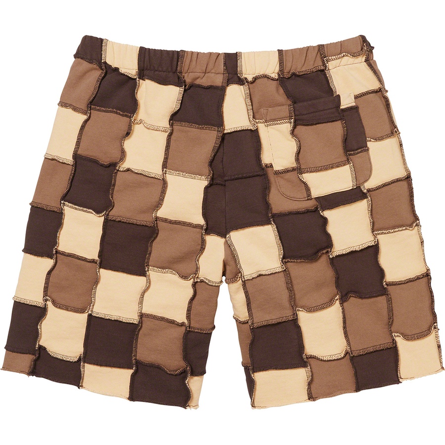 Details on Reverse Patchwork Sweatshort Brown from spring summer
                                                    2022 (Price is $128)