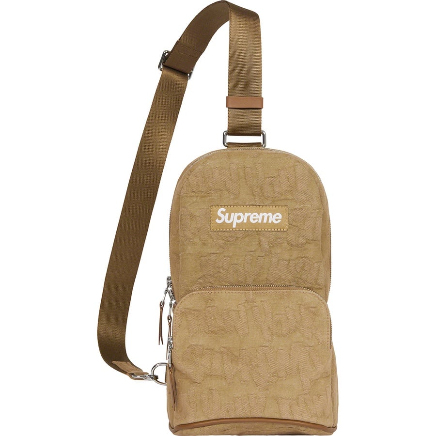 Supreme Fat Tip Jacquard Denim Sling Bag (SS22) - Olive - $118