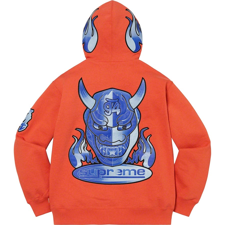 Details on Demon Zip Up Hooded Sweatshirt Burnt Orange from spring summer
                                                    2022 (Price is $178)