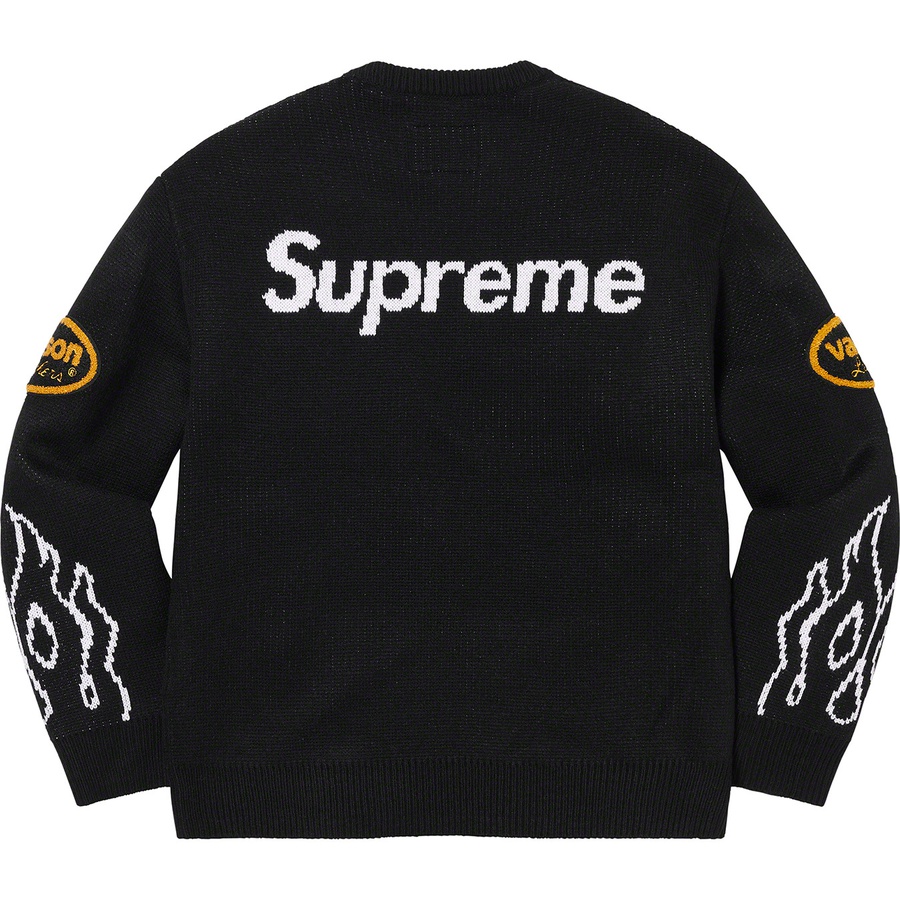 Details on Supreme Vanson Leathers Sweater Black from spring summer 2022 (Price is $198)