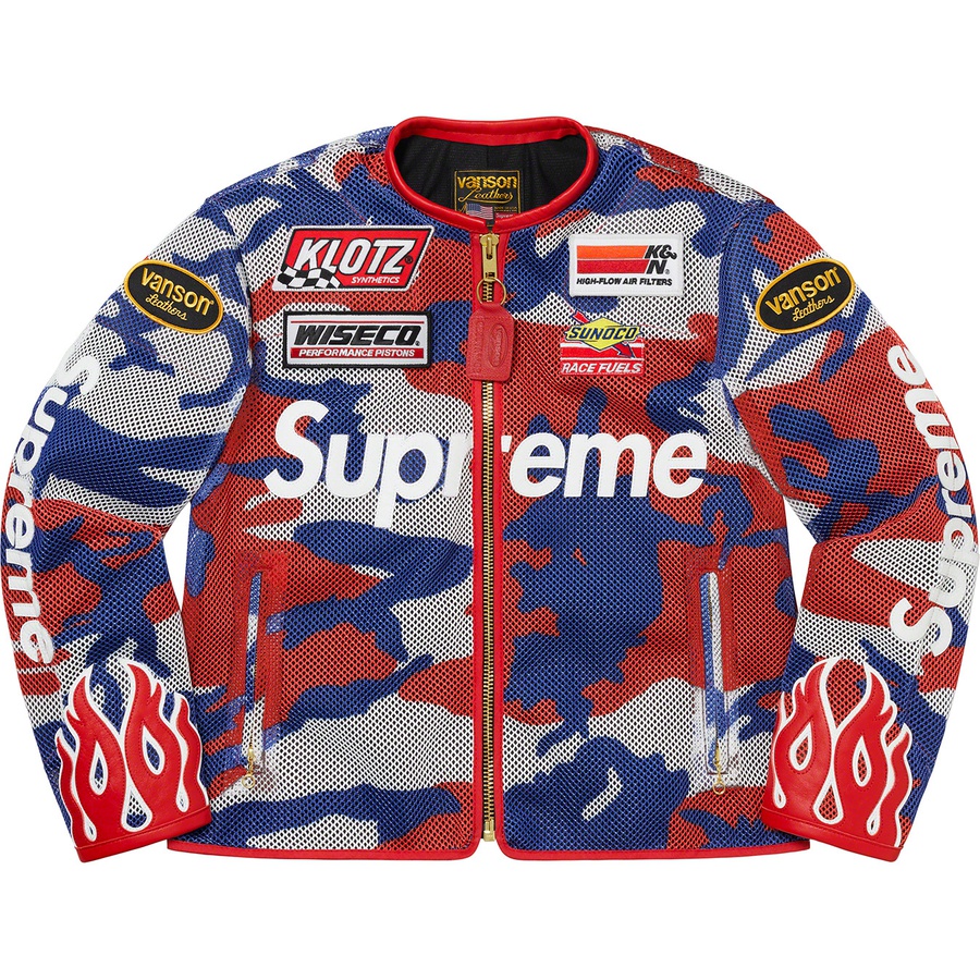 Details on Supreme Vanson Leathers Cordura Mesh Jacket Red Camo from spring summer
                                                    2022 (Price is $898)