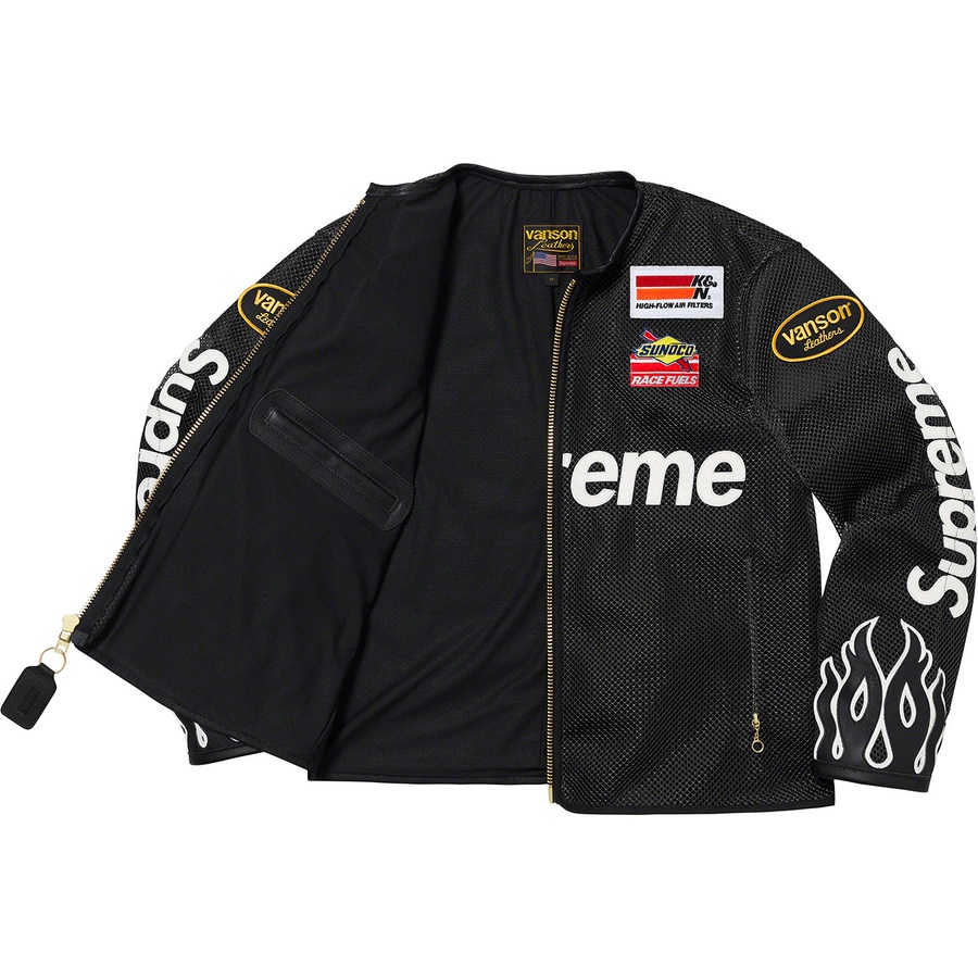 Details on Supreme Vanson Leathers Cordura Mesh Jacket Black from spring summer
                                                    2022 (Price is $898)