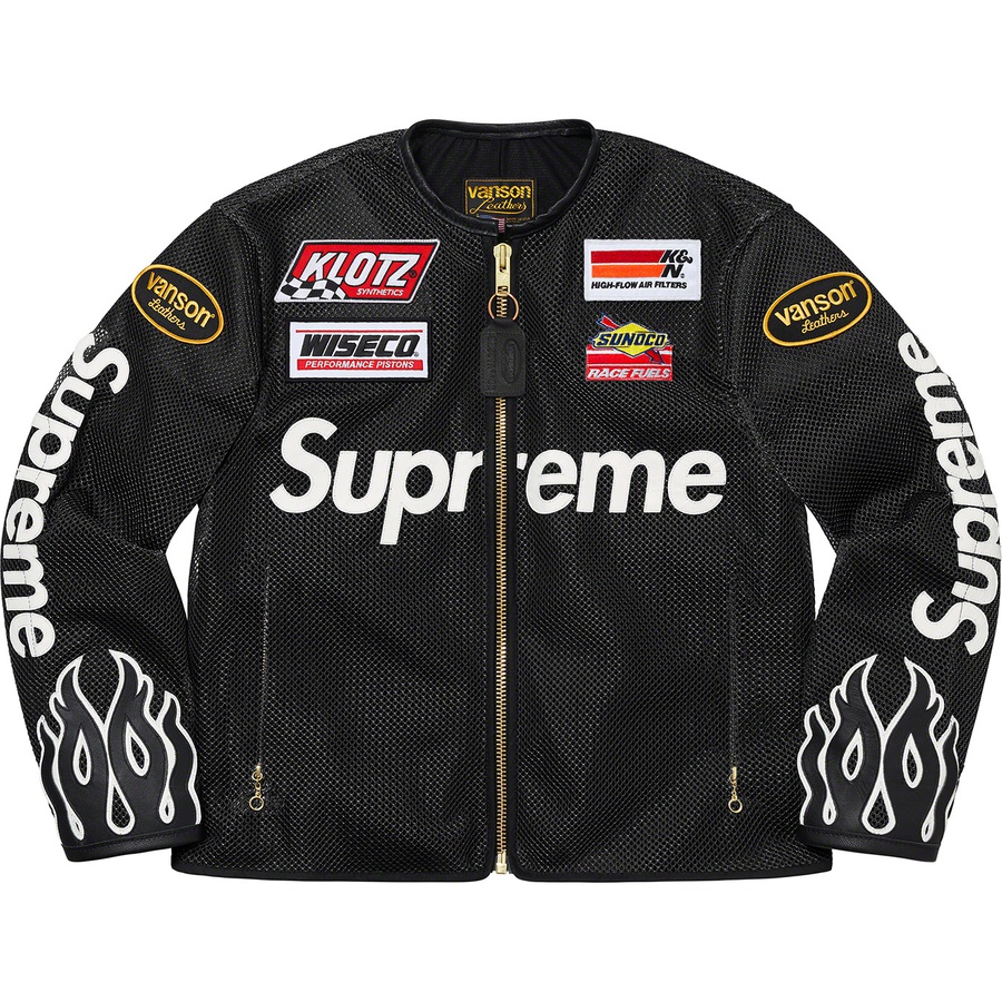 Details on Supreme Vanson Leathers Cordura Mesh Jacket Black from spring summer 2022 (Price is $898)
